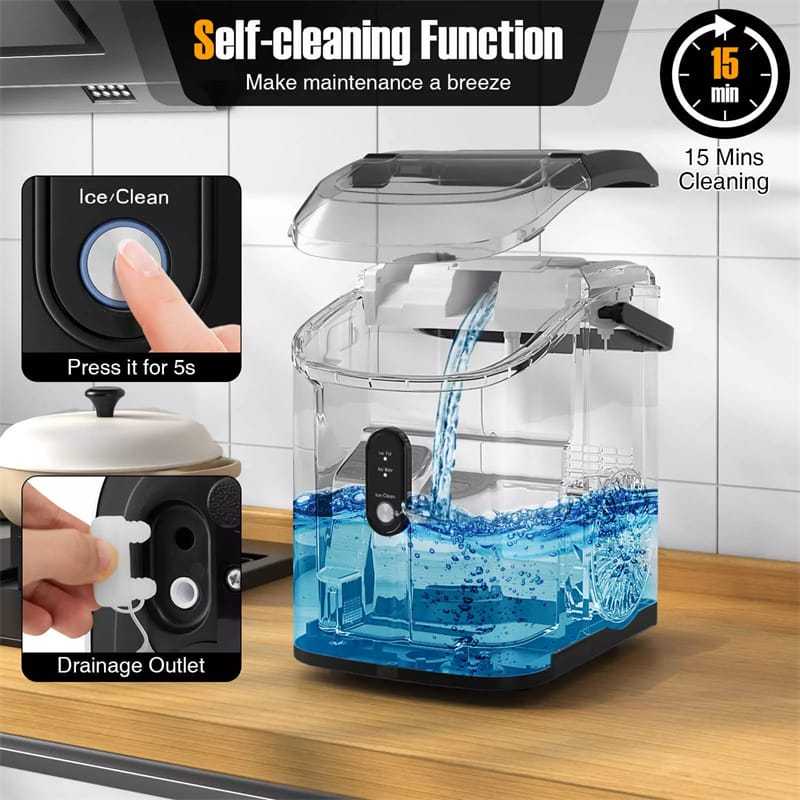 Countertop Nugget Ice Maker, 34lbs/24H Portable Ice Machine with Soft Chewable Pellet Ice, Self-Cleaning, Ready in 6 Mins, Ice Basket & Scoop