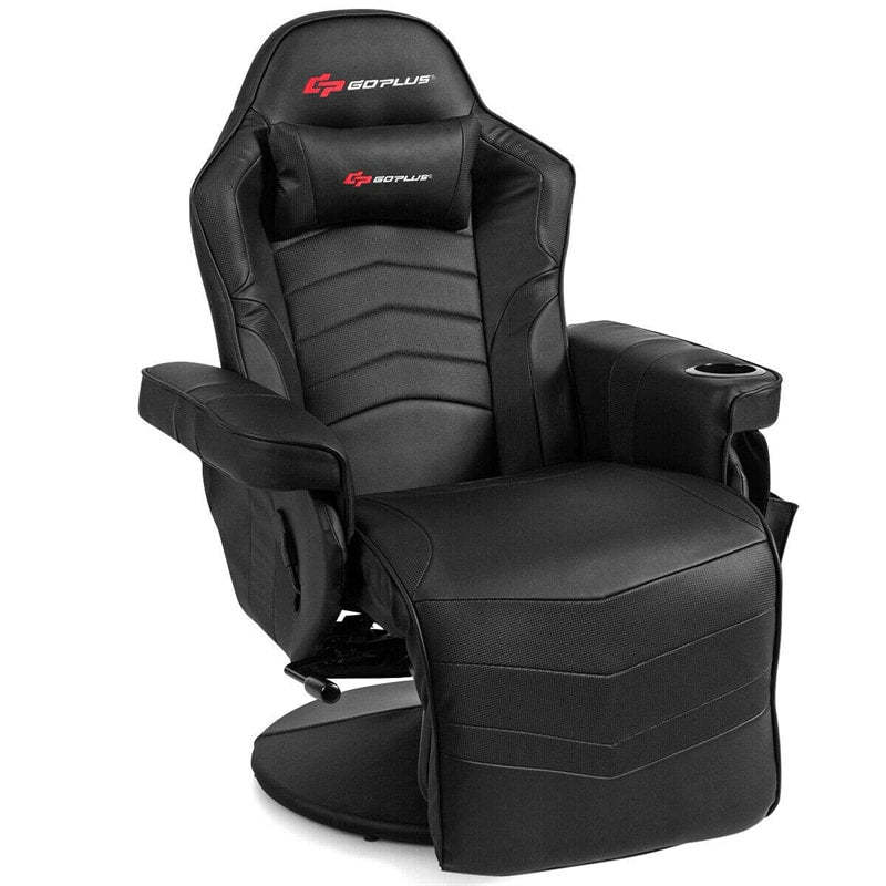 Gaming Recliner Massage Gaming Chair with Adjustable Backrest & Footrest, Ergonomic High Back PU Leather Computer Office Chair Swivel Game Sofa