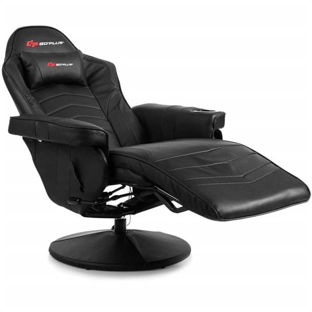 Gaming Recliner Massage Gaming Chair with Adjustable Backrest & Footrest, Ergonomic High Back PU Leather Computer Office Chair Swivel Game Sofa