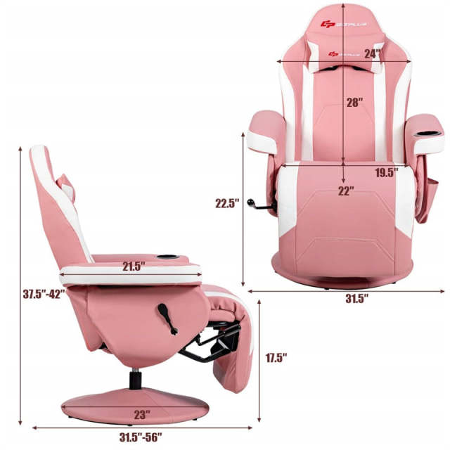 Gaming Recliner Massage Gaming Chair with Adjustable Backrest & Footrest, Ergonomic High Back PU Leather Computer Office Chair Swivel Game Sofa