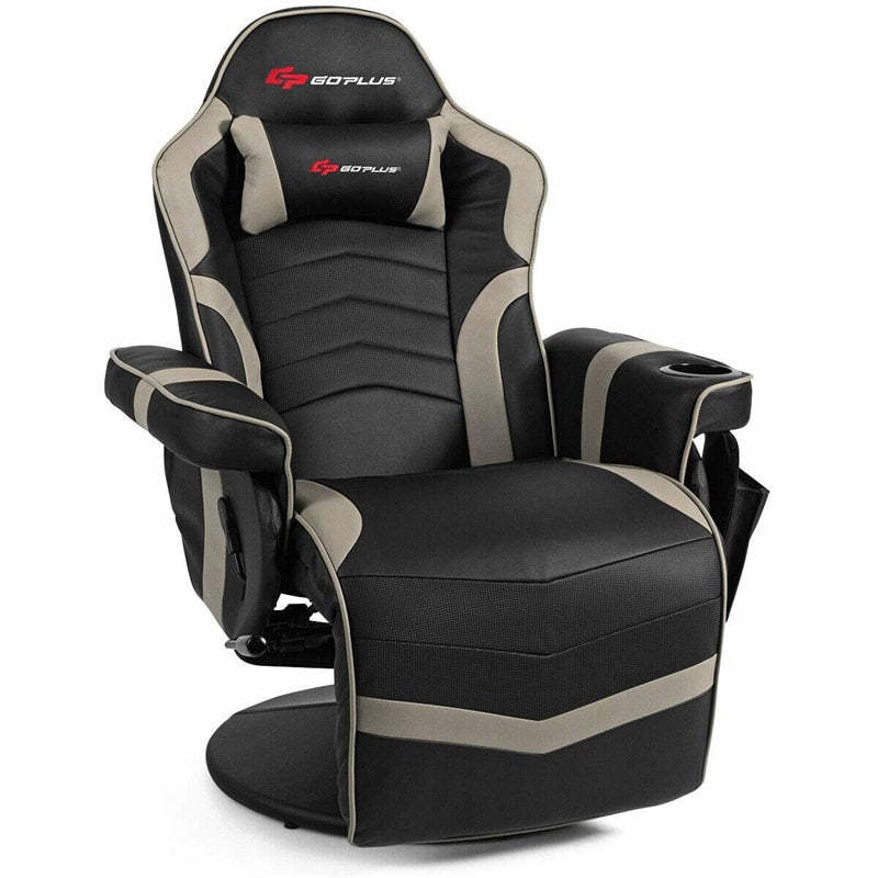 Gaming Recliner Massage Gaming Chair with Adjustable Backrest & Footrest, Ergonomic High Back PU Leather Computer Office Chair Swivel Game Sofa