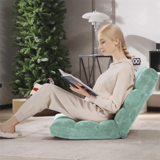 14-Position Adjustable Floor Chair, Folding Sofa Chair with Back Support, Floor Gaming Recliner for Living Room, Meditation, Reading