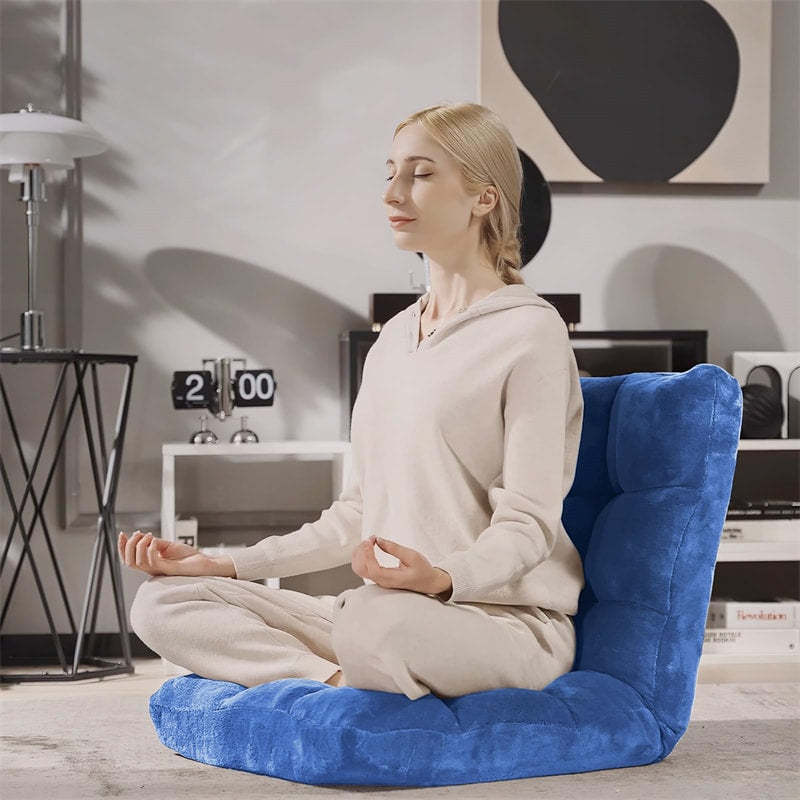 14-Position Adjustable Floor Chair, Folding Sofa Chair with Back Support, Floor Gaming Recliner for Living Room, Meditation, Reading