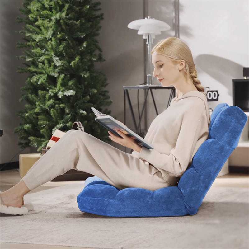 14-Position Adjustable Floor Chair, Folding Sofa Chair with Back Support, Floor Gaming Recliner for Living Room, Meditation, Reading