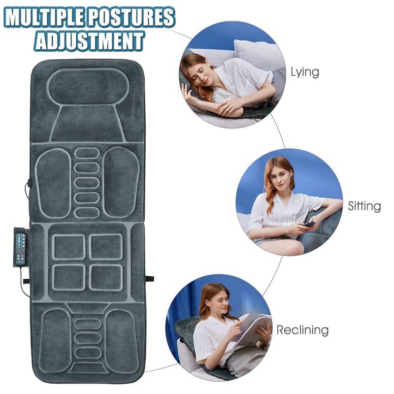 Foldable Heated Massage Pad Full Body Massage Mat Back Massage Chair with 10 Vibration Motors