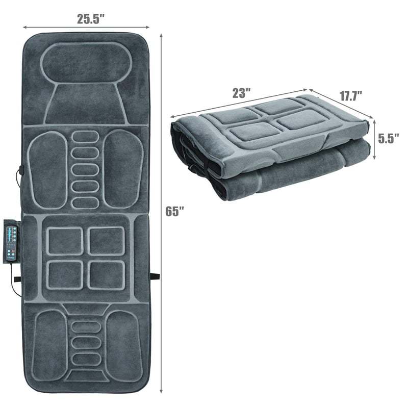 Foldable Heated Massage Pad Full Body Massage Mat Back Massage Chair with 10 Vibration Motors
