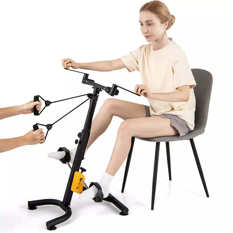 Foldable Pedal Exerciser for Seniors, Rehab Pedal Bike with Adjustable Resistance & Height, Full-Body Home Rehab, Hand/Arm/Leg Therapy for Elderly