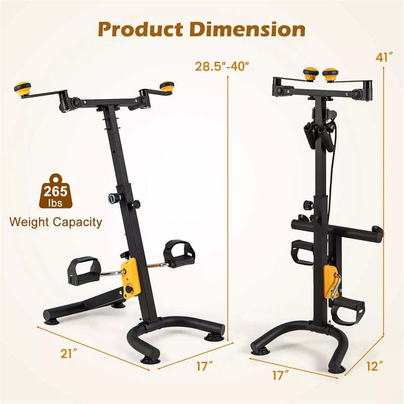 Foldable Pedal Exerciser for Seniors, Rehab Pedal Bike with Adjustable Resistance & Height, Full-Body Home Rehab, Hand/Arm/Leg Therapy for Elderly