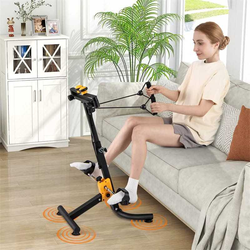 Foldable Pedal Exerciser for Seniors, Rehab Pedal Bike with Adjustable Resistance & Height, Full-Body Home Rehab, Hand/Arm/Leg Therapy for Elderly