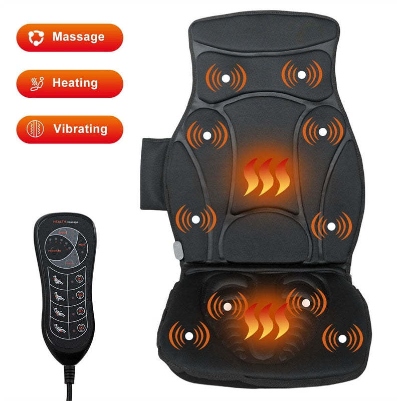 Massage Seat Cushion with Heat, 10 Vibrating Motors & 2 Heat Levels, Vibration Back Massager Massage Chair Pad for Home Office Use
