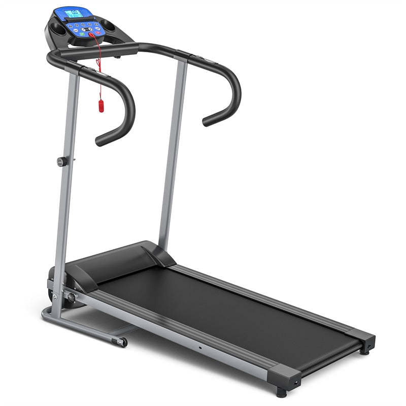 1100W Folding Treadmill, Compact Electric Motorized Running & Walking Machine with LCD Monitor, Heart Rate Sensor & 12 Preset Programs for Home Gym