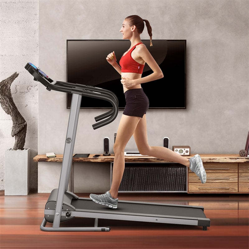 1100W Folding Treadmill, Compact Electric Motorized Running & Walking Machine with LCD Monitor, Heart Rate Sensor & 12 Preset Programs for Home Gym