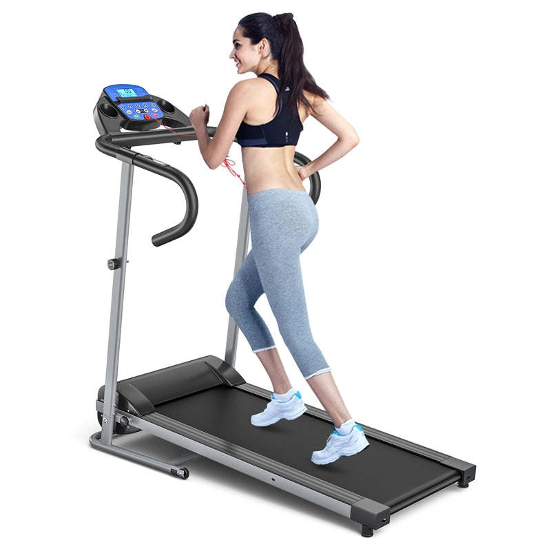 1100W Folding Treadmill, Compact Electric Motorized Running & Walking Machine with LCD Monitor, Heart Rate Sensor & 12 Preset Programs for Home Gym