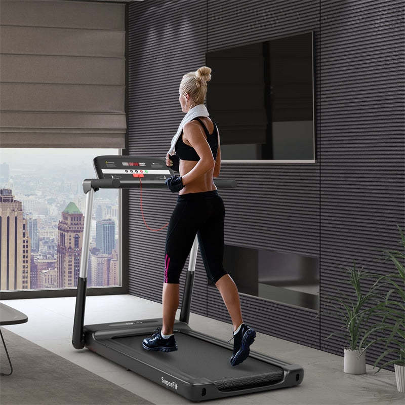 Superfit 2.25HP Folding Treadmill with LED Display & App Control, Portable Compact Running Walking Jogging Machine for Home Office, Small Spaces