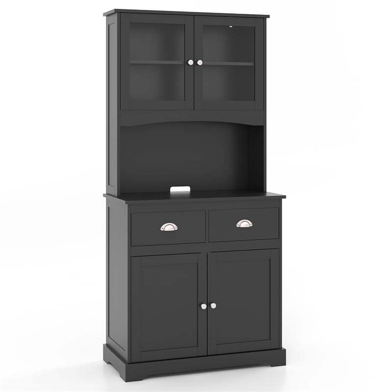 67" Tall Buffet Cabinet with Hutch, Freestanding Pantry Organizer with Drawers & Adjustable Shelves, Wooden Cupboard for Kitchen, Living Room