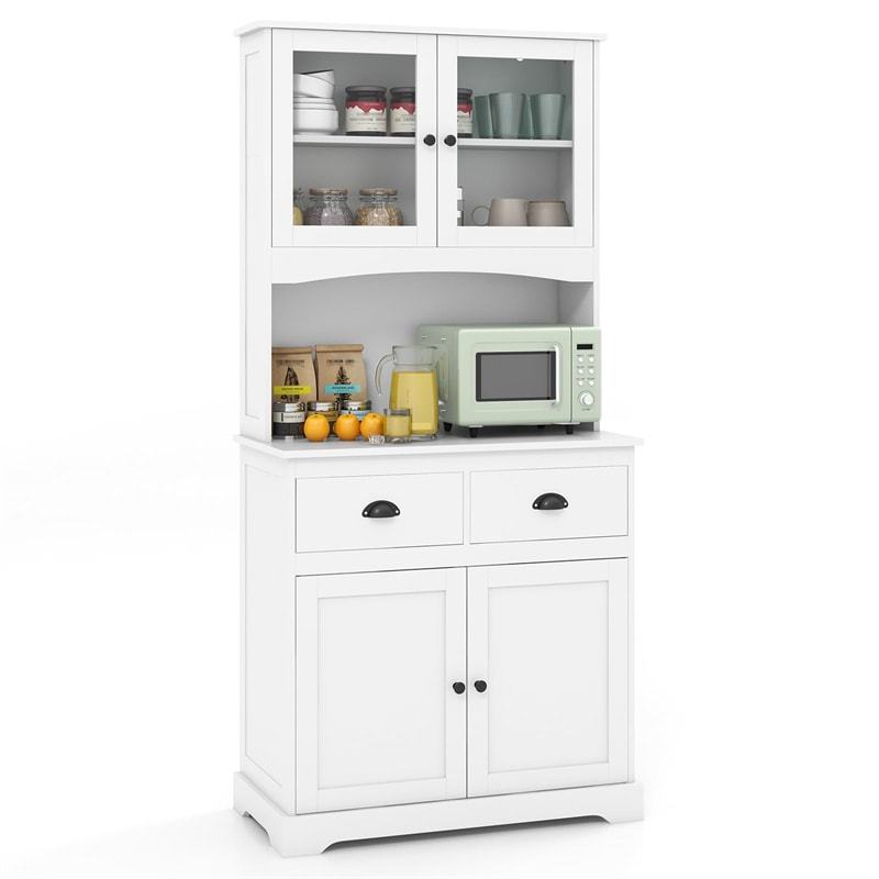 67" Tall Buffet Cabinet with Hutch, Freestanding Pantry Organizer with Drawers & Adjustable Shelves, Wooden Cupboard for Kitchen, Living Room