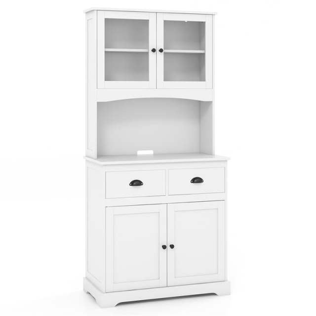 67" Tall Buffet Cabinet with Hutch, Freestanding Pantry Organizer with Drawers & Adjustable Shelves, Wooden Cupboard for Kitchen, Living Room