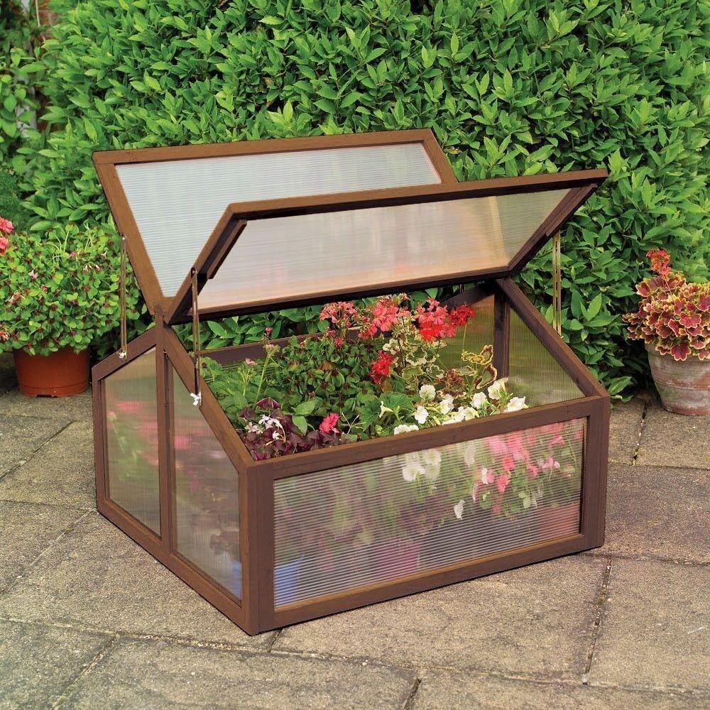 Wooden Cold Frame Greenhouse with Foldable Top & Adjustable Stays, Portable Raised Bed for Indoor/Outdoor Plant Protection