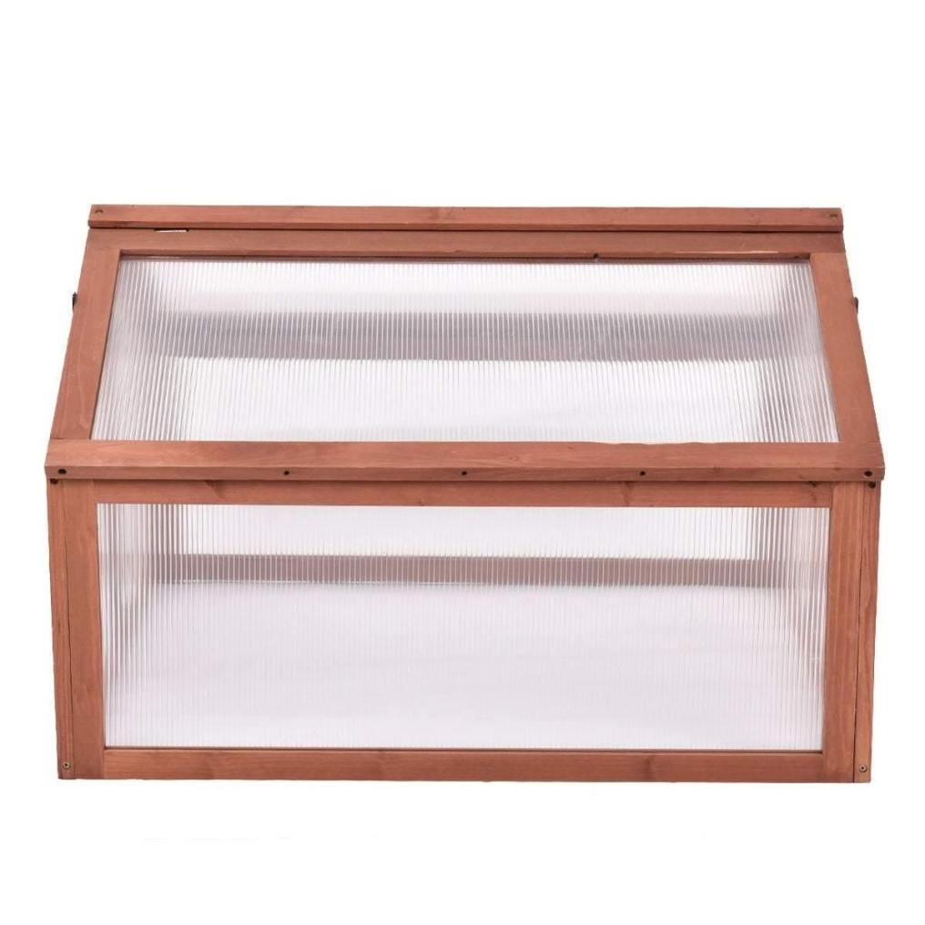 Wooden Cold Frame Greenhouse with Foldable Top & Adjustable Stays, Portable Raised Bed for Indoor/Outdoor Plant Protection