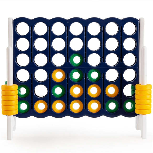 Giant 4-in-A-Row, Jumbo 4-to-Score Lawn Game Set with 42 Rings, Quick-Release Slider, 3.5FT Indoor Outdoor Yard Connect Game for Kids & Adults