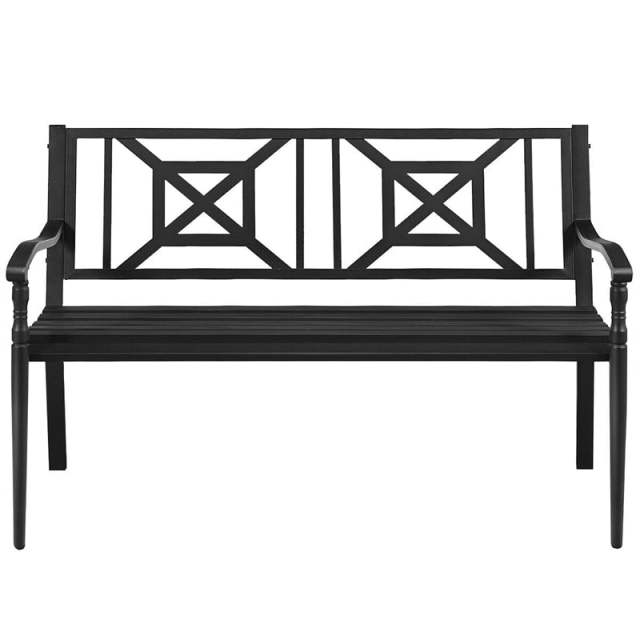Heavy-Duty Outdoor Patio Garden Bench Loveseat with Decorative Backrest & Armrest