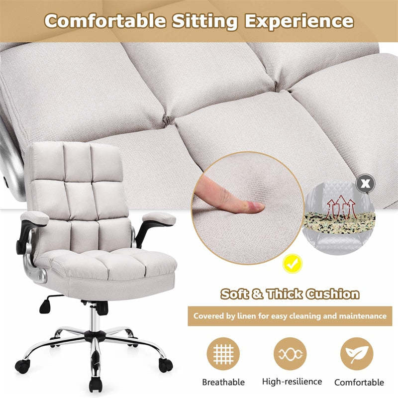 Big & Tall Ergonomic Office Chair, High-Back Executive Computer Desk Chair with Flip-Up Arms, Thick Padding, Adjustable Height, 400 LBS Capacity
