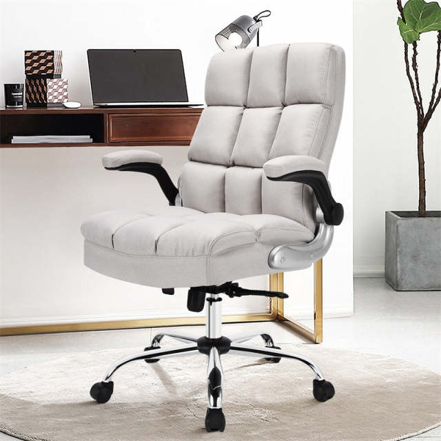 Big & Tall Ergonomic Office Chair, High-Back Executive Computer Desk Chair with Flip-Up Arms, Thick Padding, Adjustable Height, 400 LBS Capacity