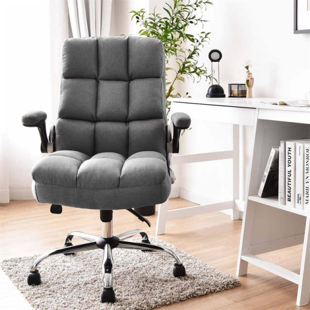 Big & Tall Ergonomic Office Chair, High-Back Executive Computer Desk Chair with Flip-Up Arms, Thick Padding, Adjustable Height, 400 LBS Capacity