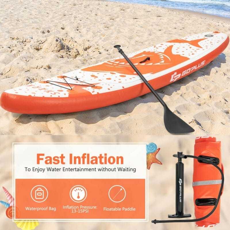 10.5 Ft Inflatable Stand up Paddle Board with Backpack Aluminum Paddle Pump