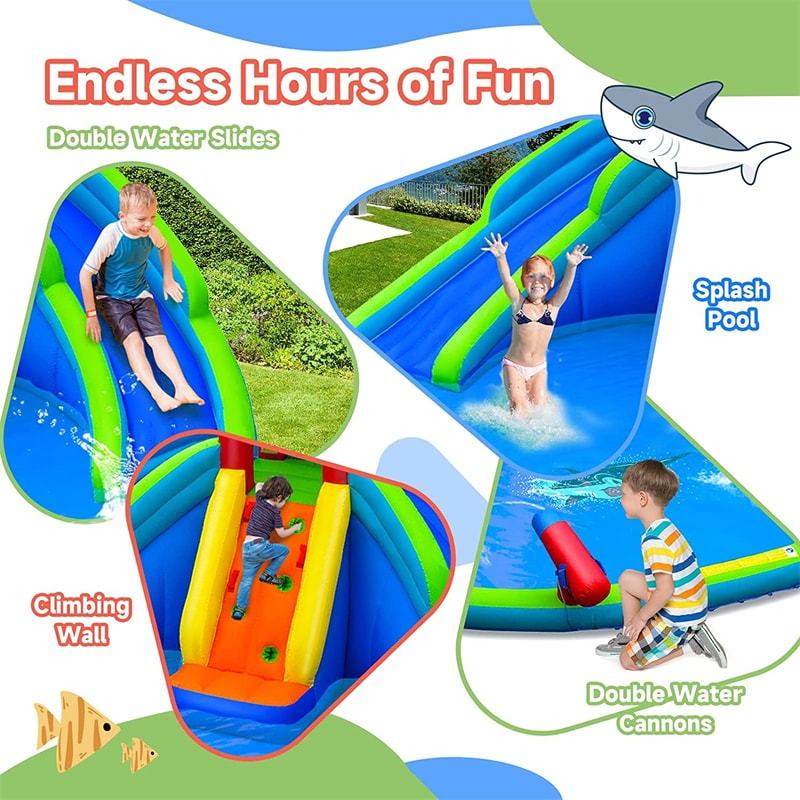 Inflatable Water Slide Bounce House with Mighty Splash Pool & 780W Air Blower