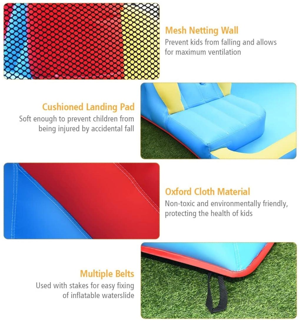 Inflatable Water Slide, Crab Theme Bounce House Water Park with 950W Blower, Splash Pool, Dual Slide for Racing/Hide & Seek Cave, Kids Backyard Party