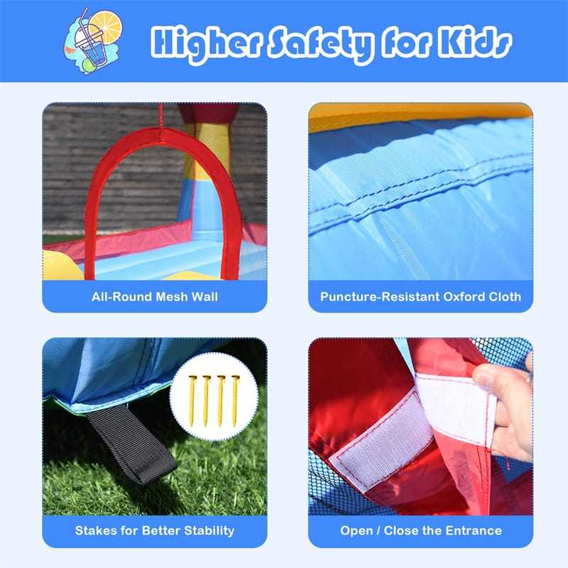 Inflatable Bounce House for Kids, Castle Moonwalk Playhouse with Slide, Large Jumping Area & Mesh Walls for Indoor/Outdoor Backyard Party Fun