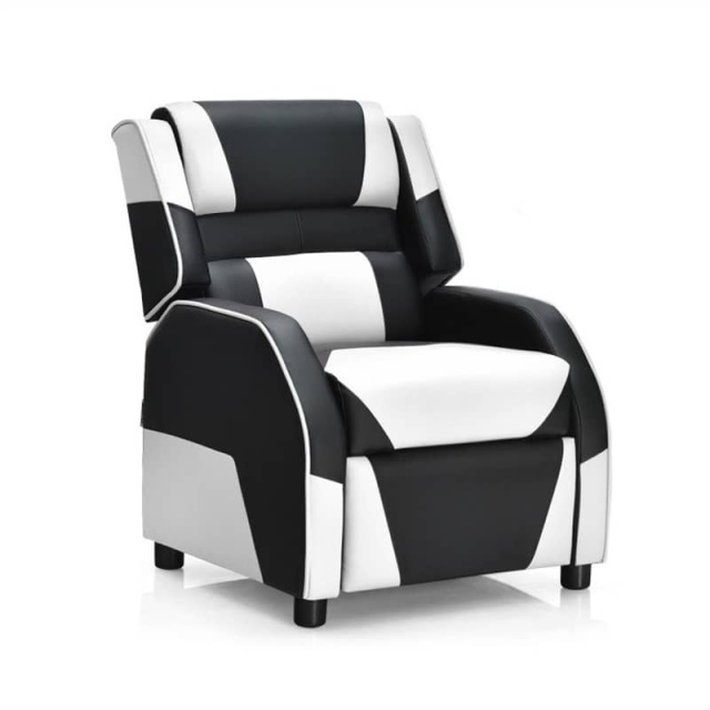 Kids Recliner Chair, Adjustable Gaming Recliner with Footrest, Headrest & Lumbar Support, Ergonomic PU Leather Lounge Sofa for Boys & Girls
