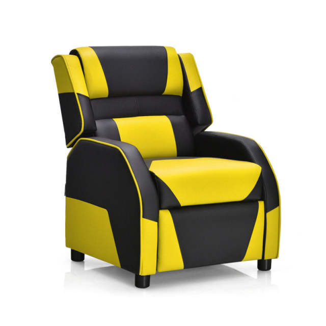 Kids Recliner Chair, Adjustable Gaming Recliner with Footrest, Headrest & Lumbar Support, Ergonomic PU Leather Lounge Sofa for Boys & Girls