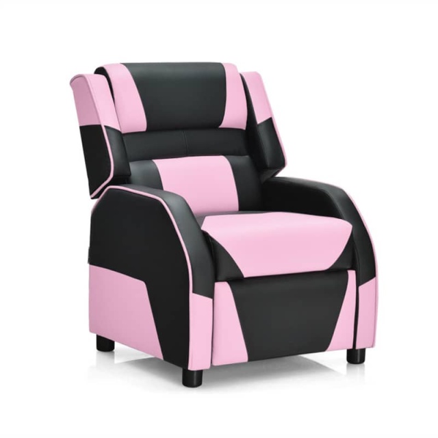 Kids Recliner Chair, Adjustable Gaming Recliner with Footrest, Headrest & Lumbar Support, Ergonomic PU Leather Lounge Sofa for Boys & Girls