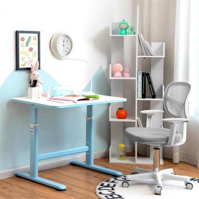 Kids Desk Chair, Adjustable Children Study Computer Chair with Wheels, Arms & Lumbar Support, Swivel Mesh Office Chair for Boys Girls Aged 4-13