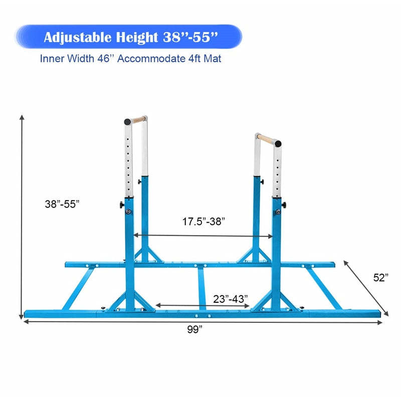 Kids Double Horizontal Bars Gymnastic Training Parallel Bars Adjustable Heights for Indoor Outdoor