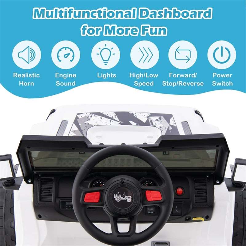 2-Seater Ride-On Truck for Kids, 12V Battery Powered Electric Vehicle with Remote Control & LED Lights, Ride-On Car for Boys Girls Gifts