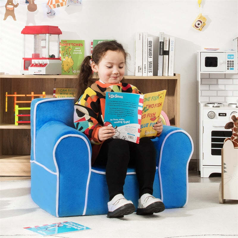 Kids Couch, Toddler Soft Sofa with Removable Washable Velvet Surface for Play Room, Nursery, Preschool, Foam Filled Armchair for 0-5 Boys & Girls