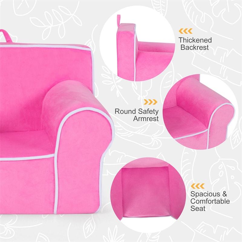 Kids Couch, Toddler Soft Sofa with Removable Washable Velvet Surface for Play Room, Nursery, Preschool, Foam Filled Armchair for 0-5 Boys & Girls