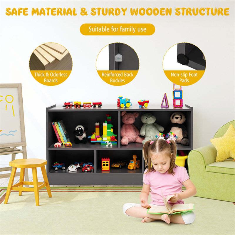 5-Cube Toy Storage Organizer Wood Cube Storage Organizer 2-Shelf Bookcase School Classroom Storage Shelves Daycare Cubbies