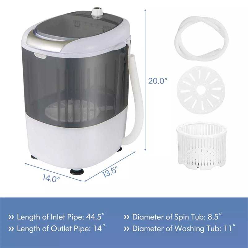 Mini Washer & Spinner Combo with Single Tub, 5.5 Lbs Compact Portable Washing Machine for Home, Apartments, Dorms, RVs