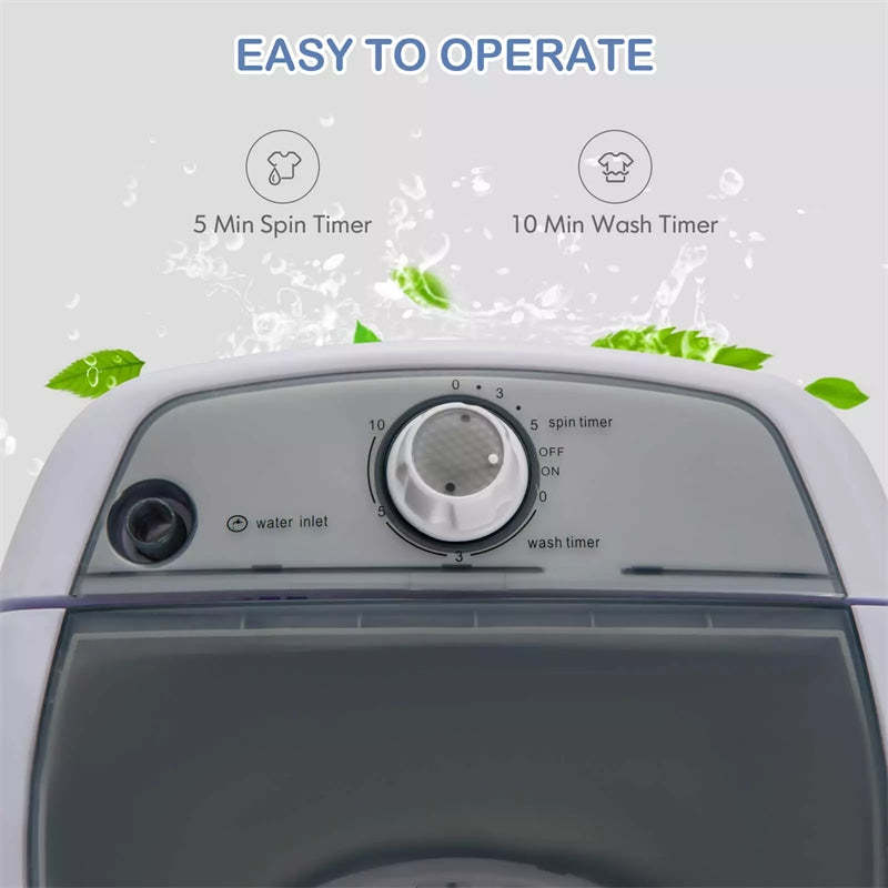 Mini Washer & Spinner Combo with Single Tub, 5.5 Lbs Compact Portable Washing Machine for Home, Apartments, Dorms, RVs