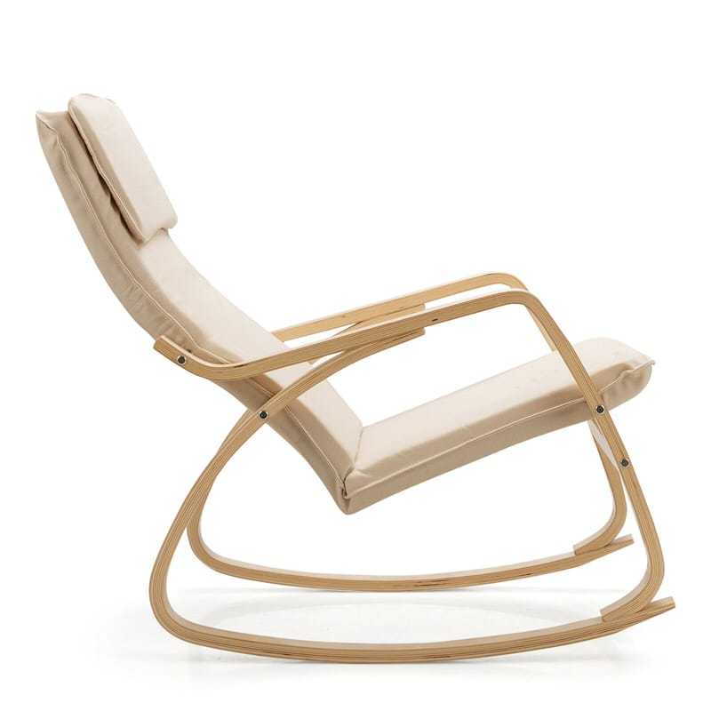 Modern Bentwood Rocking Chair with Removable Upholstered Cushion, Ergonomic Leisure Accent Rocker for Living Room, Bedroom & Nursery