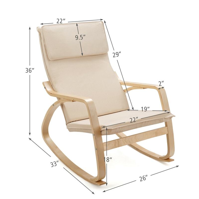 Modern Bentwood Rocking Chair with Removable Upholstered Cushion, Ergonomic Leisure Accent Rocker for Living Room, Bedroom & Nursery