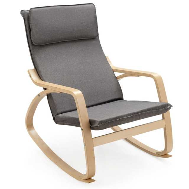 Modern Bentwood Rocking Chair with Removable Upholstered Cushion, Ergonomic Leisure Accent Rocker for Living Room, Bedroom & Nursery