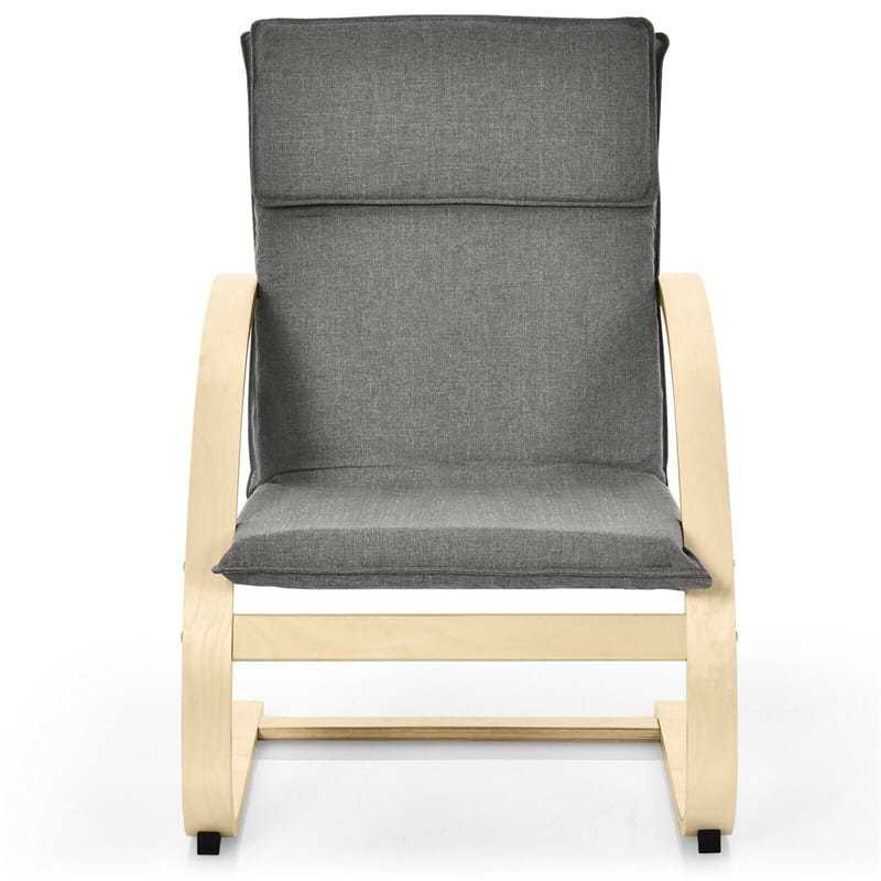 Modern Bentwood Armchair with Removable Linen Fabric Cushion & Stable Curved Leg, Leisure Accent Chair for Living Room, Bedroom, Balcony, Office