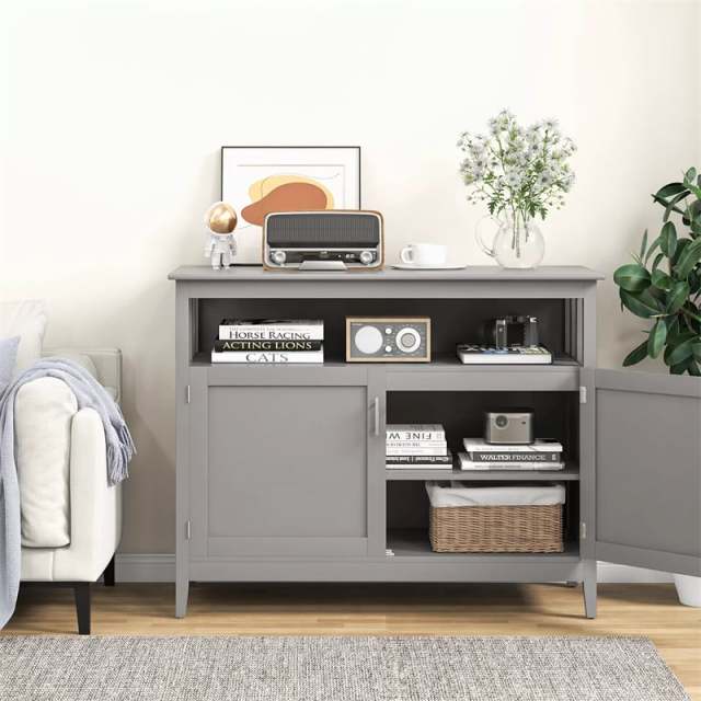 Modern Buffet Cabinet, Freestanding Wood Kitchen Sideboard with Storage, Adjustable Shelf, 2 Doors, Dining Console Table for Living Room Hallway
