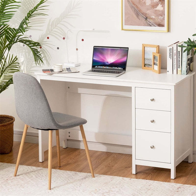 Modern Home Office Computer Desk with 3 Storage Drawers, Large Desktop, Compact Writing Study Desk, Multipurpose Laptop Workstation for Bedroom