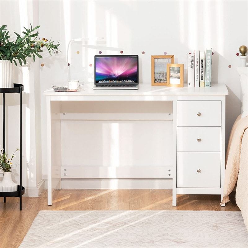 Modern Home Office Computer Desk with 3 Storage Drawers, Large Desktop, Compact Writing Study Desk, Multipurpose Laptop Workstation for Bedroom
